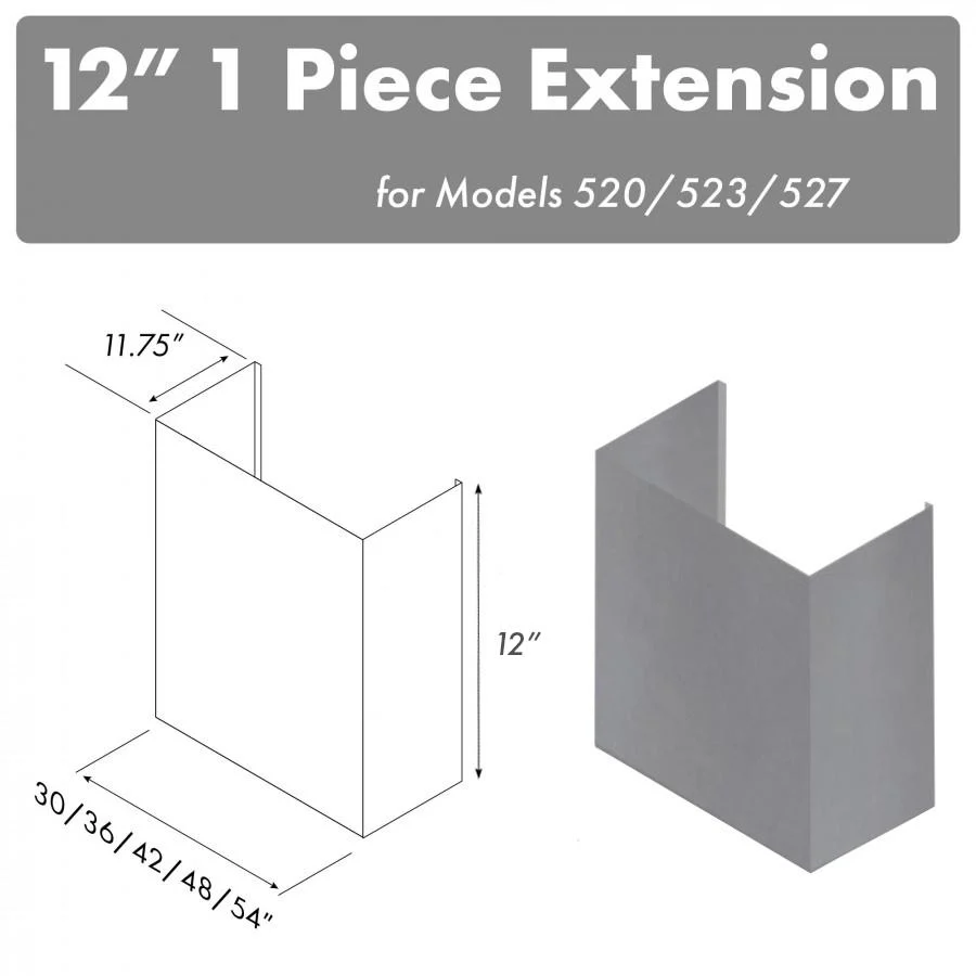 ZLINE 12" Chimney for 42" Under Cabinet Hoods (520/523/527-42-1FTEXT)