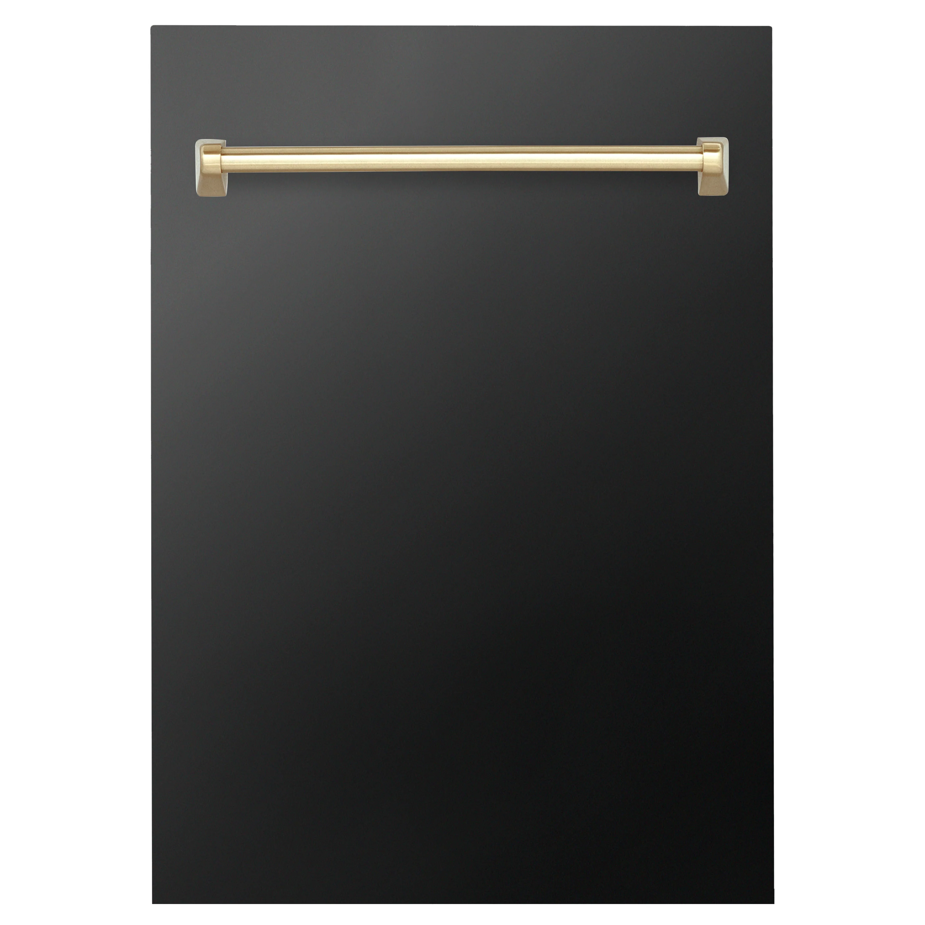 ZLINE Autograph Edition 18 in. Tallac Dishwasher Panel in Black Stainless Steel with Gold Handle (DPVZ-BS-18-G)