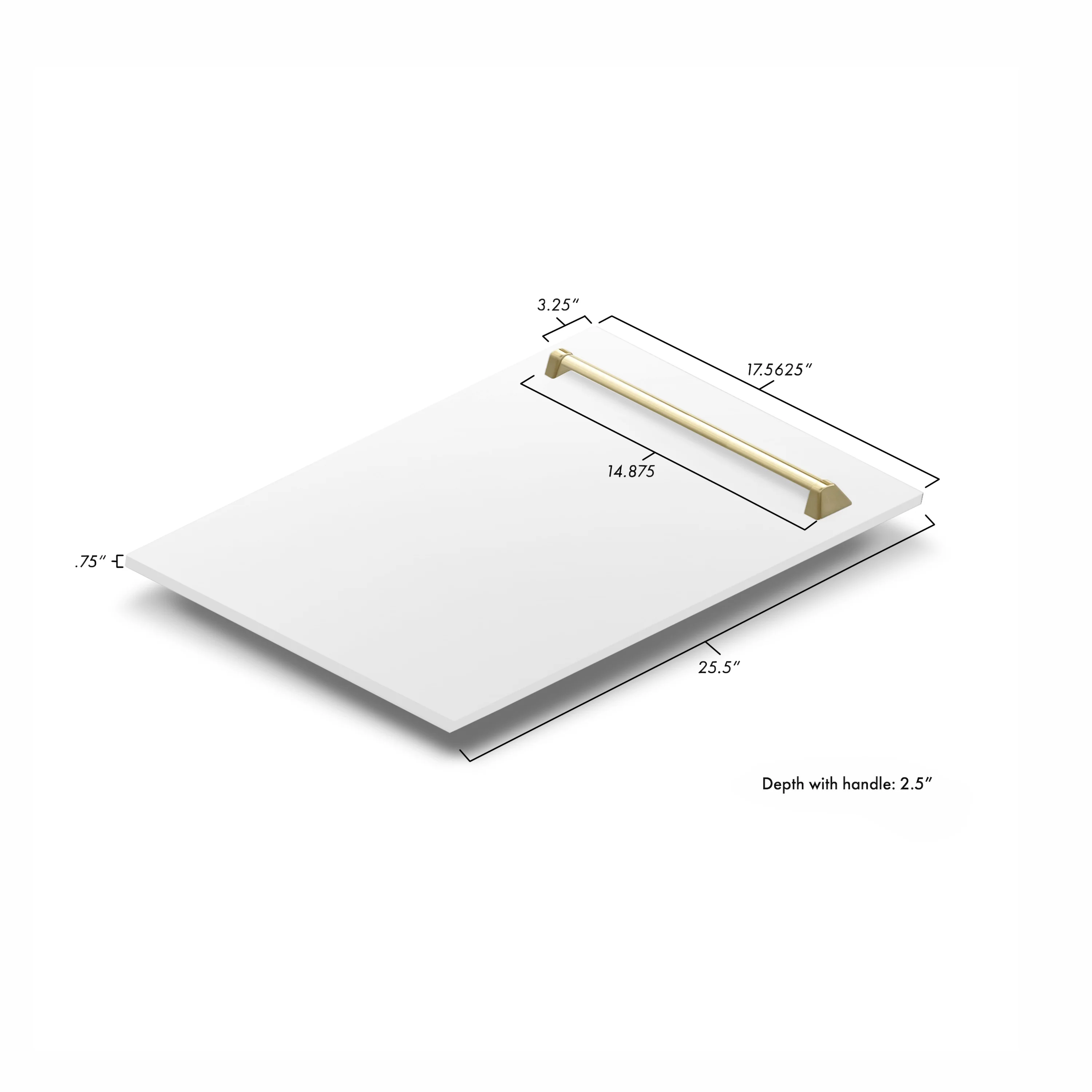 ZLINE Autograph Edition 18 in. Tallac Dishwasher Panel in White Matte with Gold Handle (DPVZ-WM-18-G) - Image 5