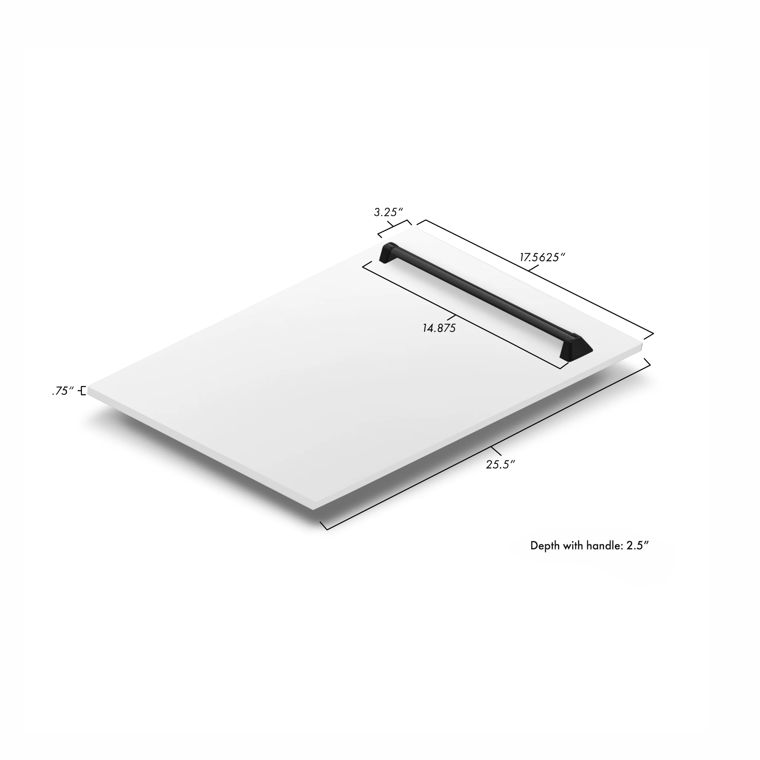 ZLINE Autograph Edition 18 in. Tallac Dishwasher Panel in White Matte with Matte Black Handle (DPVZ-WM-18-MB) - Image 5