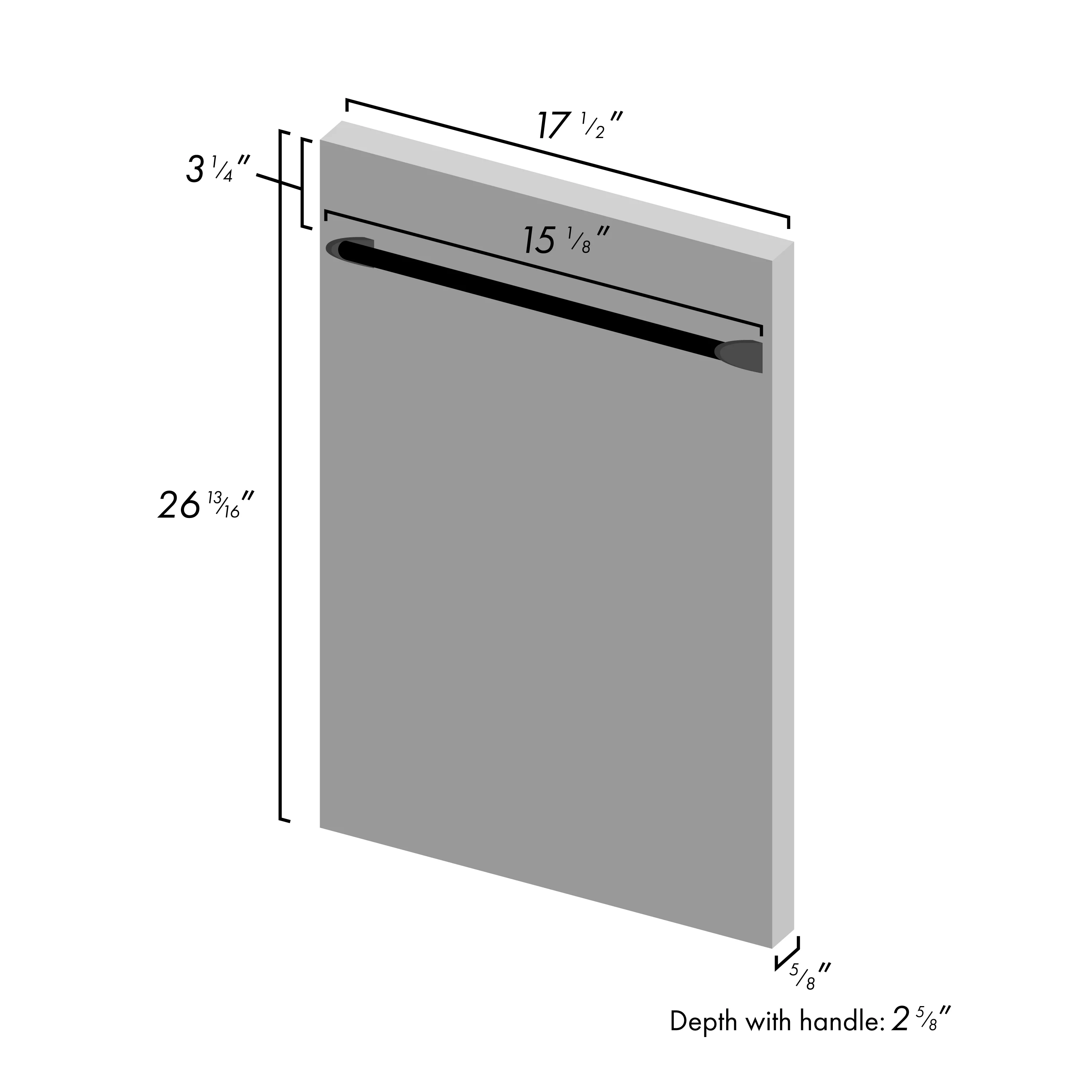 ZLINE 18 in. Dishwasher Panel in Black Stainless Steel with Traditional Handle (DP-BS-18) - Image 2