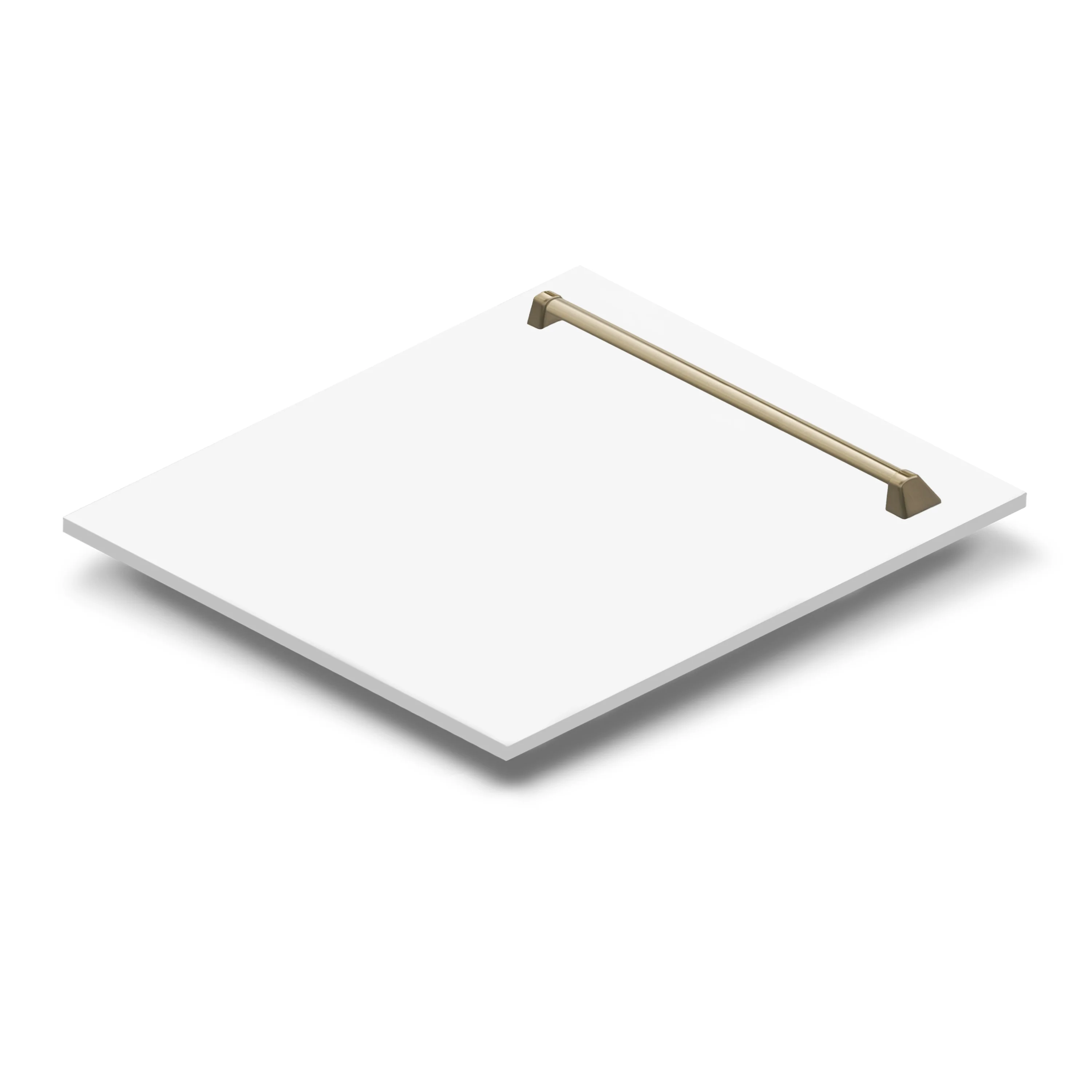 ZLINE Autograph Edition 24 in. Monument Dishwasher Panel in White Matte with Champagne Bronze Handle (DPMTZ-WM-24-CB) - Image 2