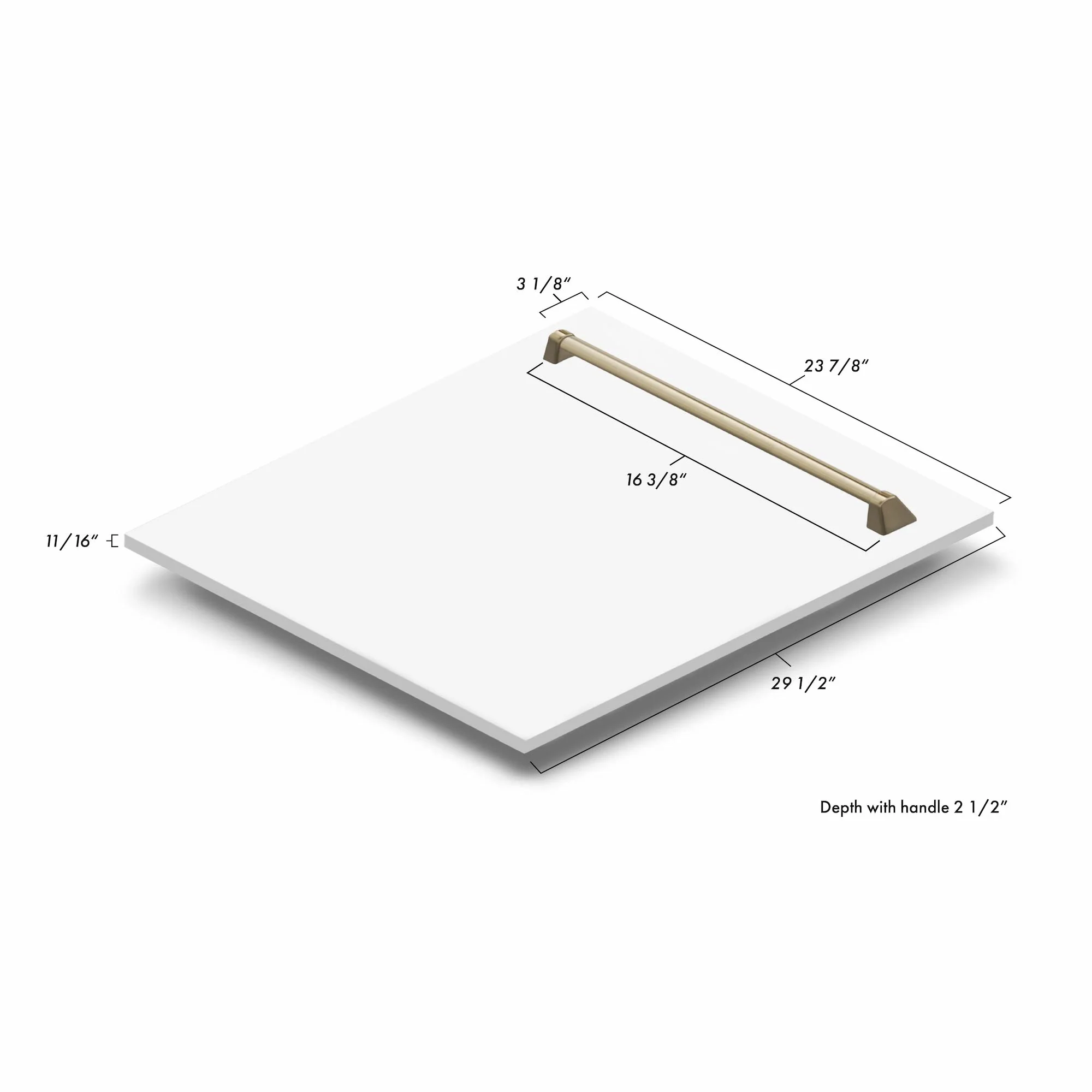 ZLINE Autograph Edition 24 in. Monument Dishwasher Panel in White Matte with Champagne Bronze Handle (DPMTZ-WM-24-CB) - Image 5