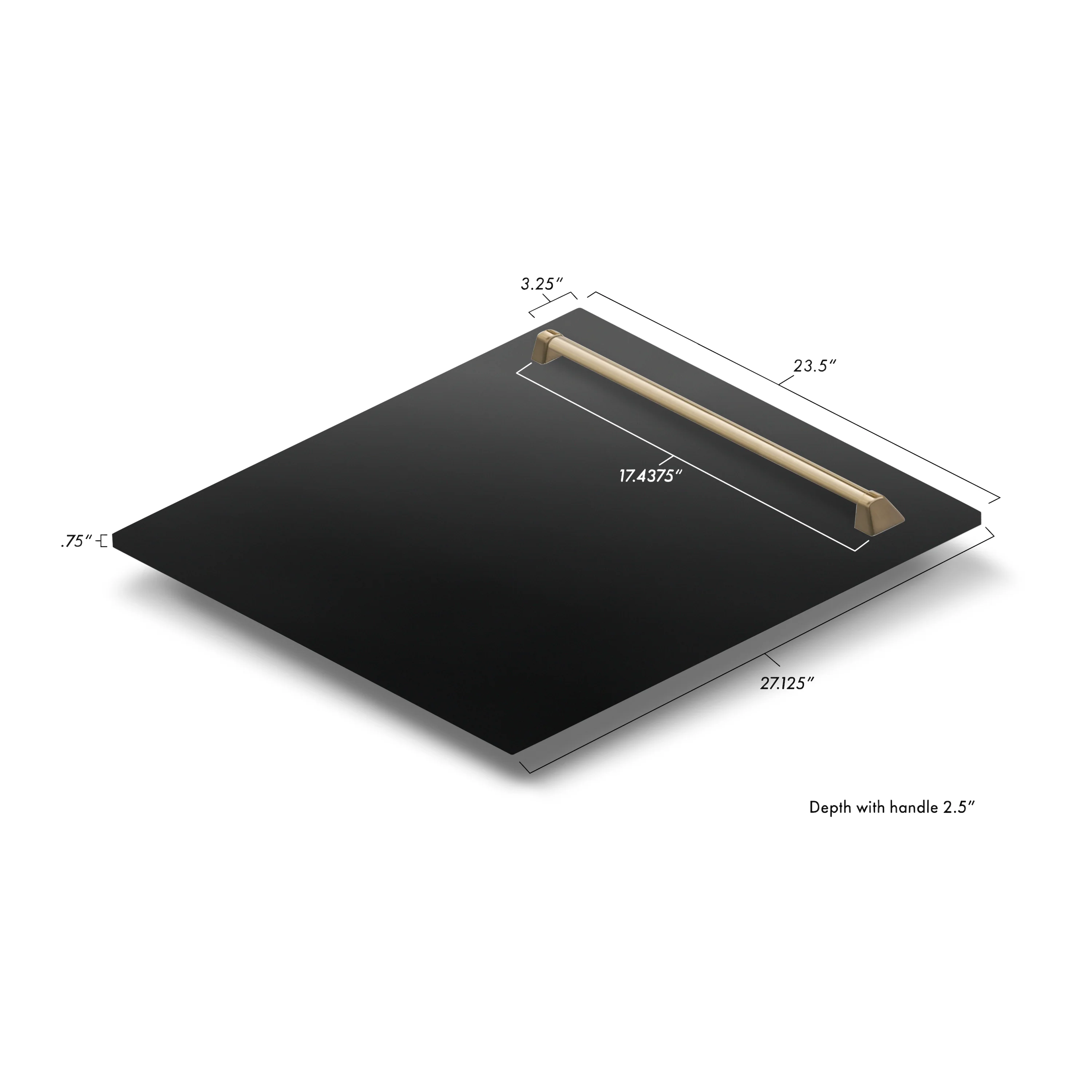 ZLINE Autograph Edition 24 in. Tallac Dishwasher Panel in Black Stainless Steel with Champagne Bronze Handle (DPVZ-BS-24-CB) - Image 4