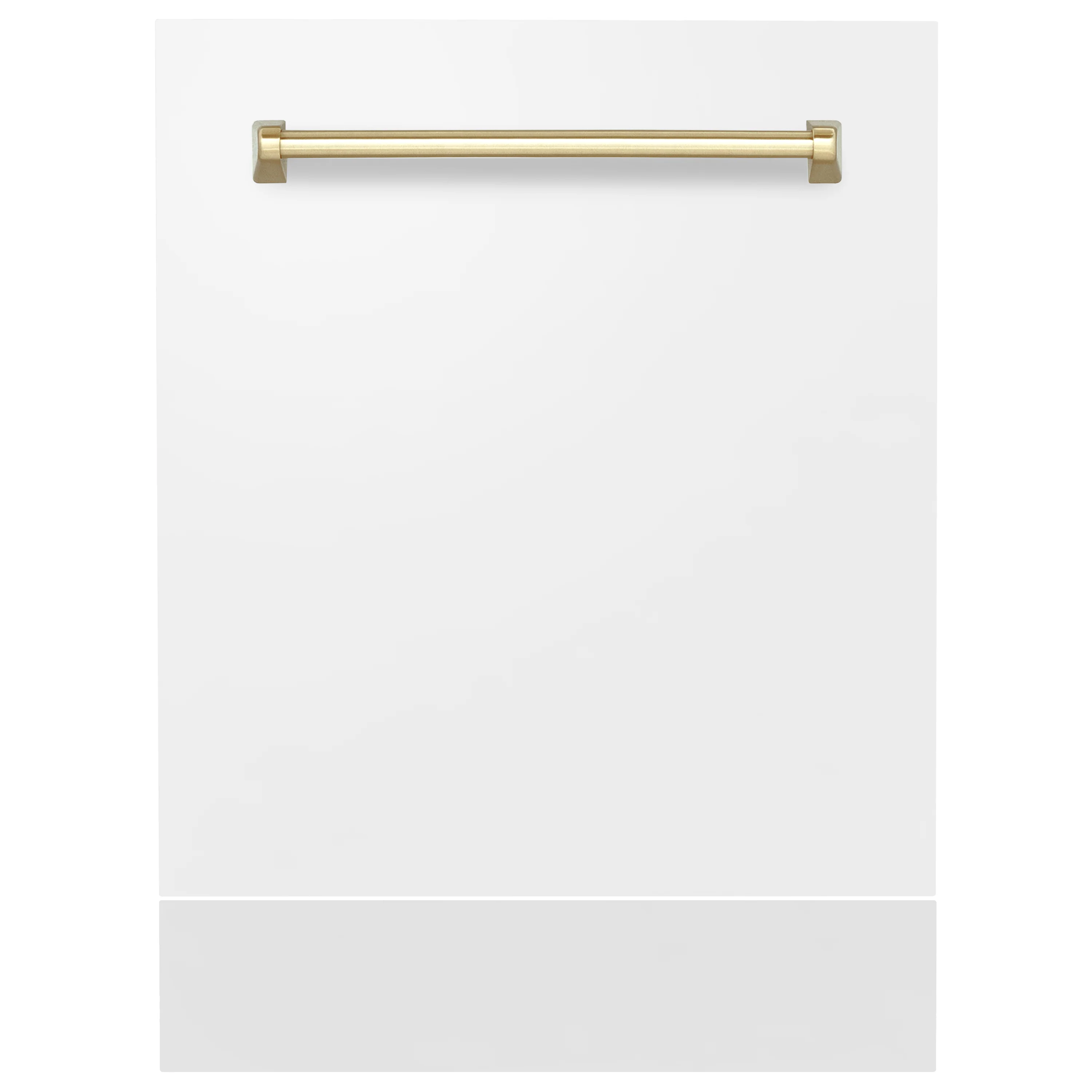 ZLINE Autograph Edition 24 in. Tallac Dishwasher Panel in White Matte with Gold Handle (DPVZ-WM-24-G) - Image 3