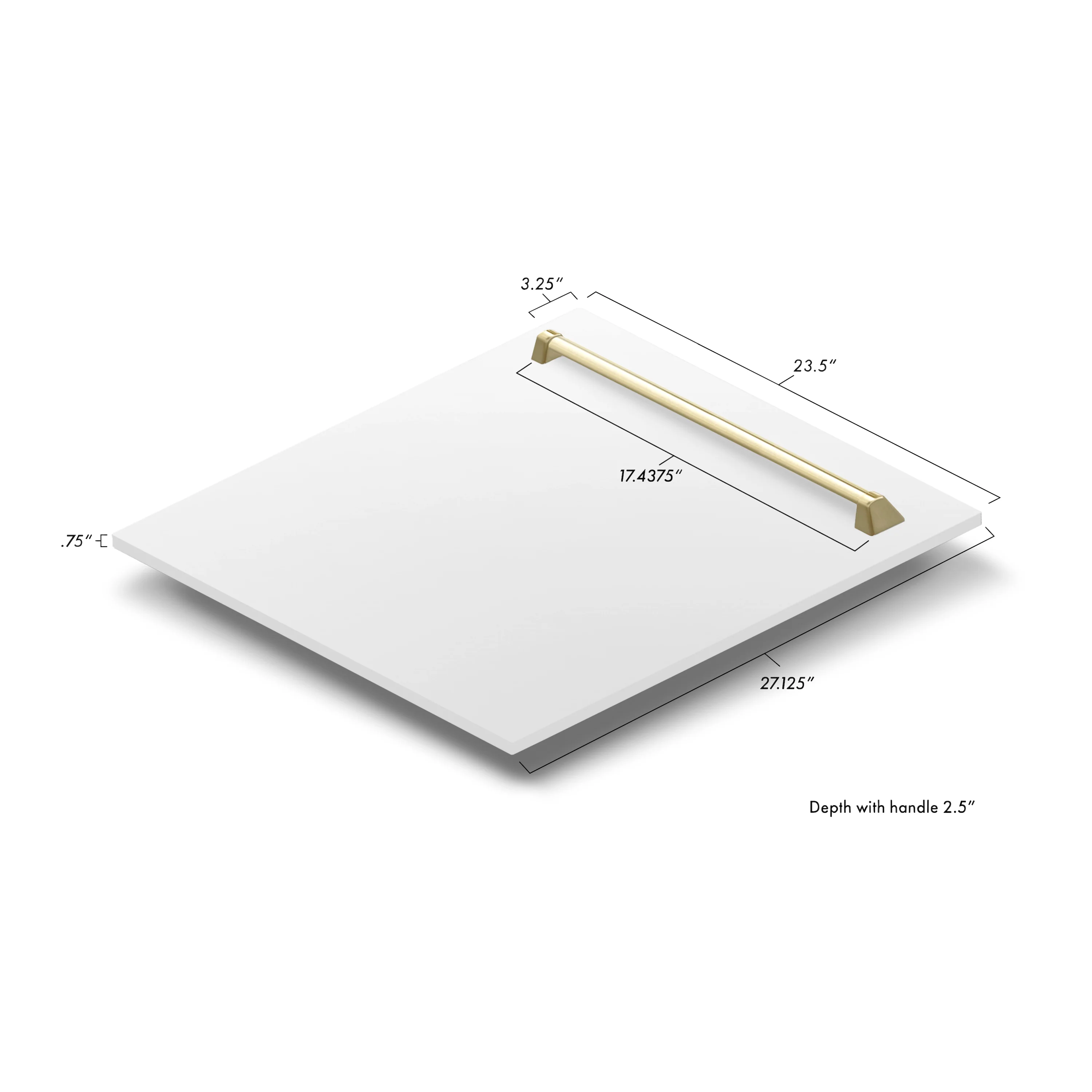 ZLINE Autograph Edition 24 in. Tallac Dishwasher Panel in White Matte with Gold Handle (DPVZ-WM-24-G) - Image 4