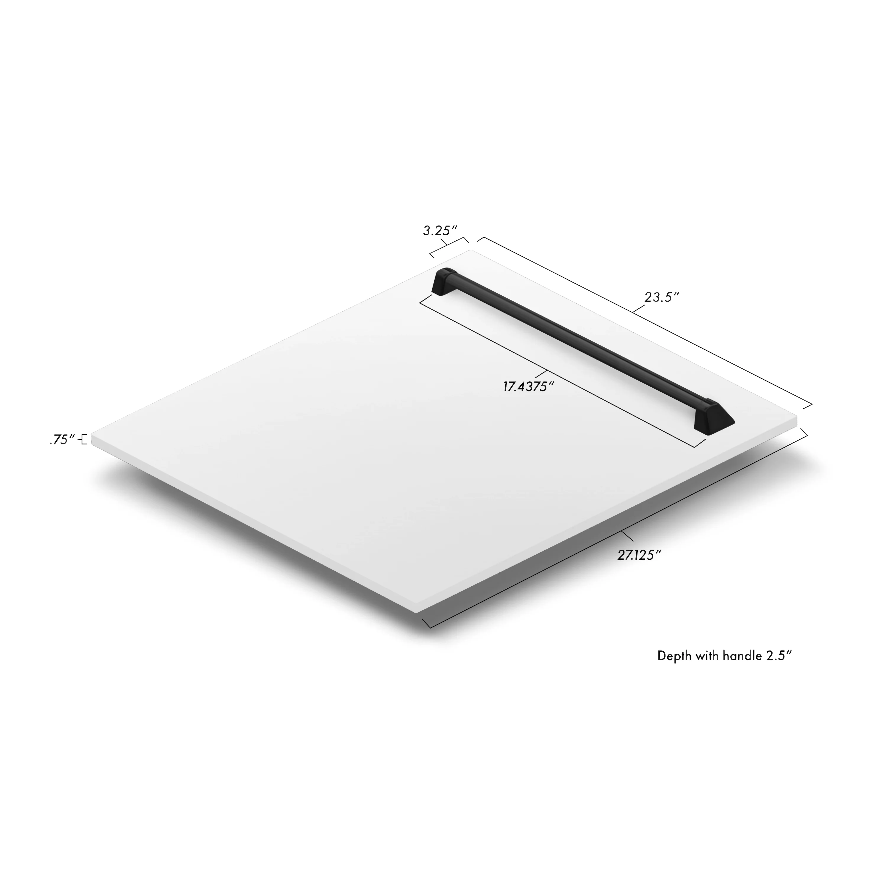ZLINE Autograph Edition 24 in. Tallac Dishwasher Panel in White Matte with Matte Black Handle (DPVZ-WM-24-MB) - Image 4