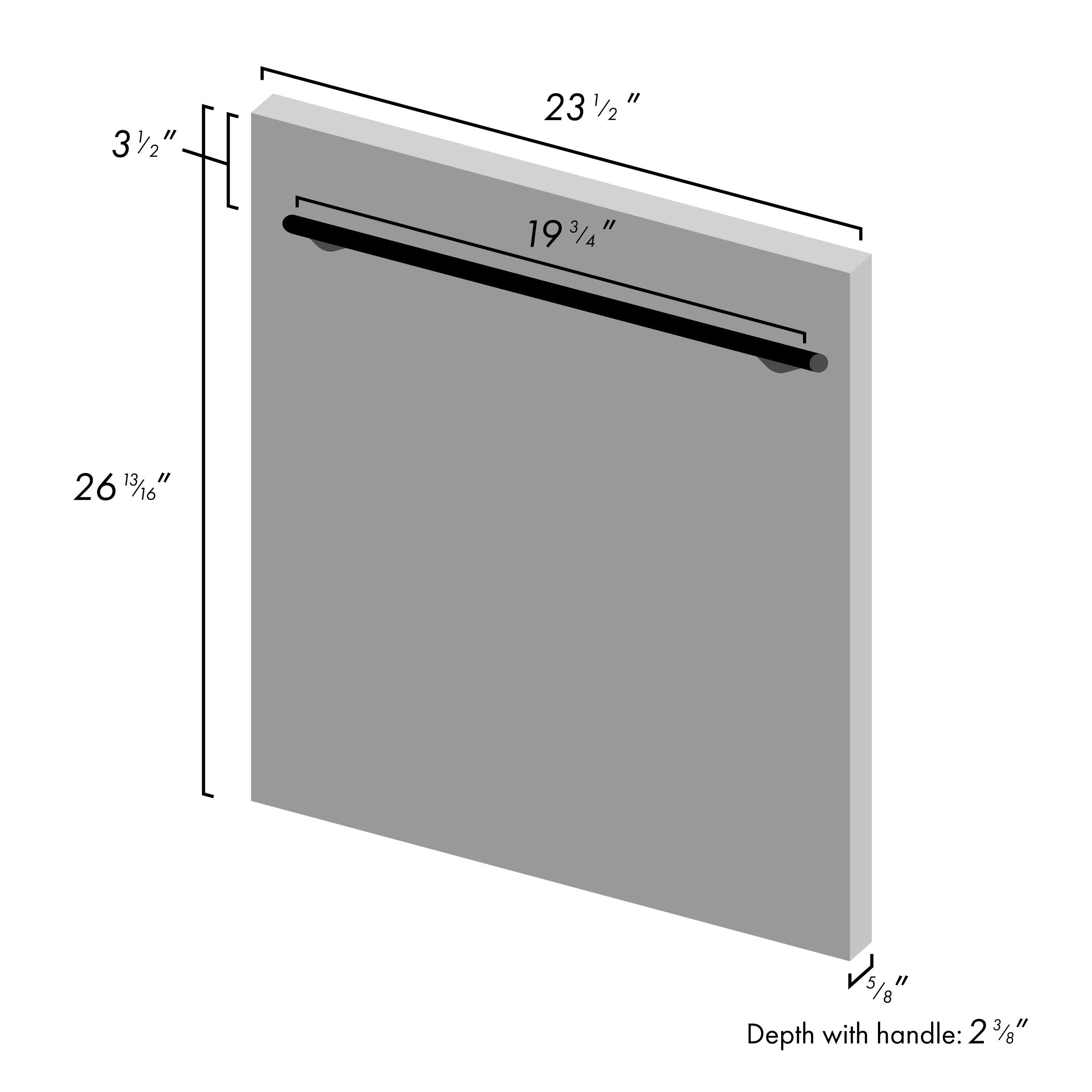 ZLINE 24 in. Dishwasher Panel in Black Matte with Modern Handle (DP-BLM-H-24) - Image 3