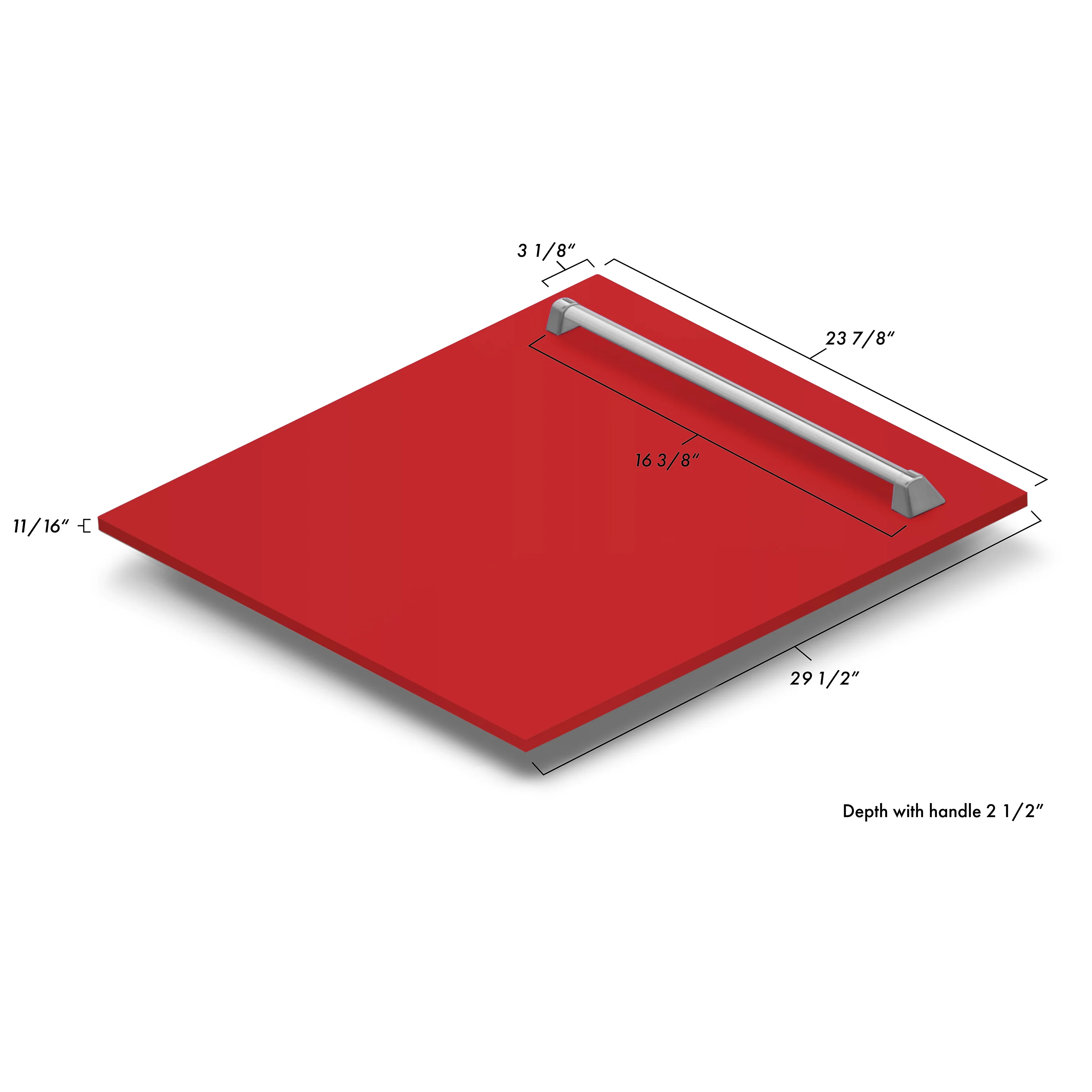 ZLINE 24 in. Monument Dishwasher Panel in Red Matte with Traditional Handle (DPMT-RM-24) - Image 5
