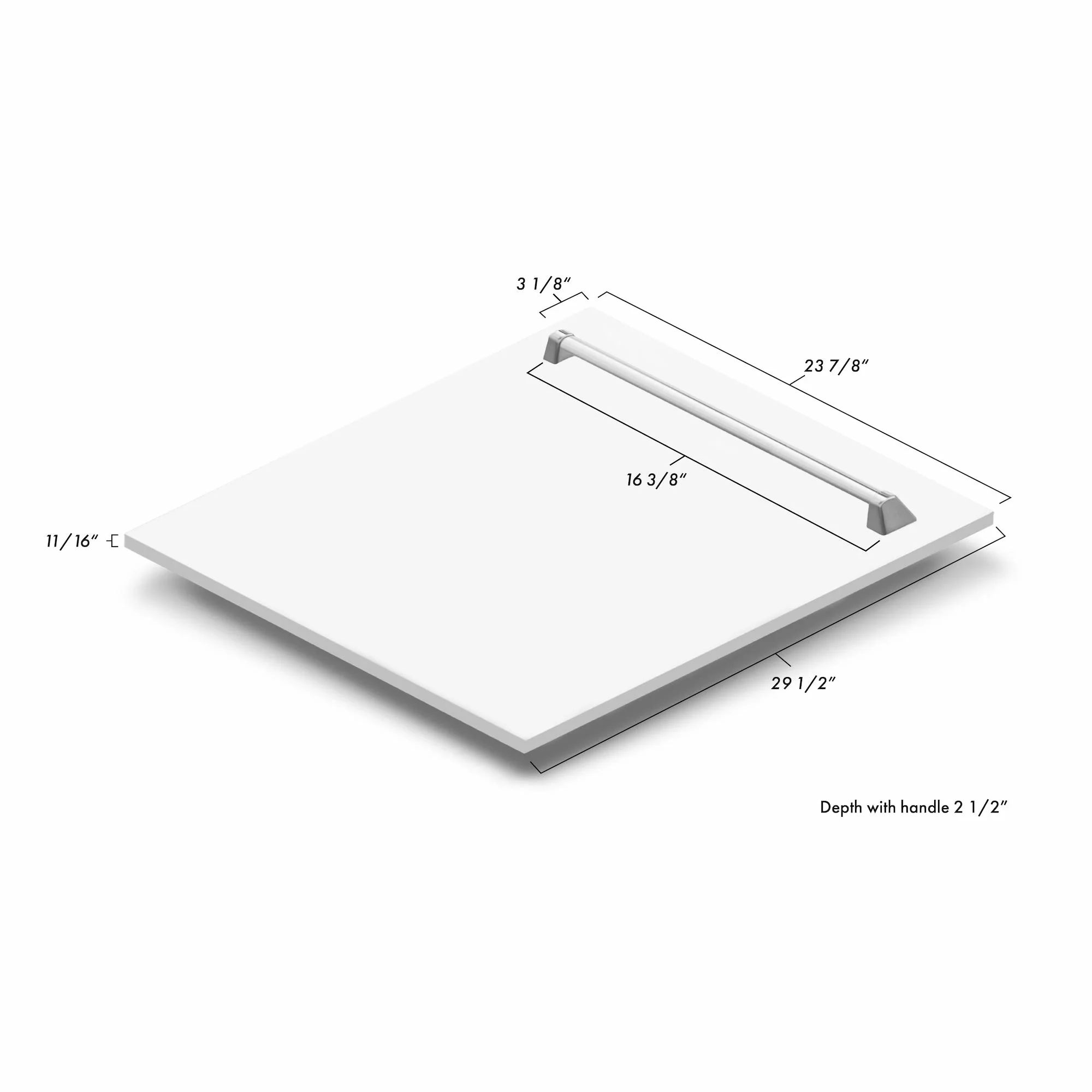 ZLINE 24 in. Monument Dishwasher Panel in White Matte with Traditional Handle (DPMT-WM-24) - Image 5