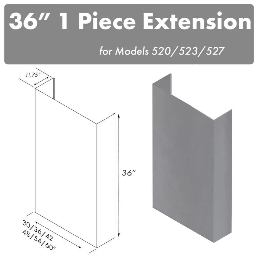 ZLINE 36" Chimney for 60" Under Cabinet Hoods (520/523/527-60-3FTEXT)
