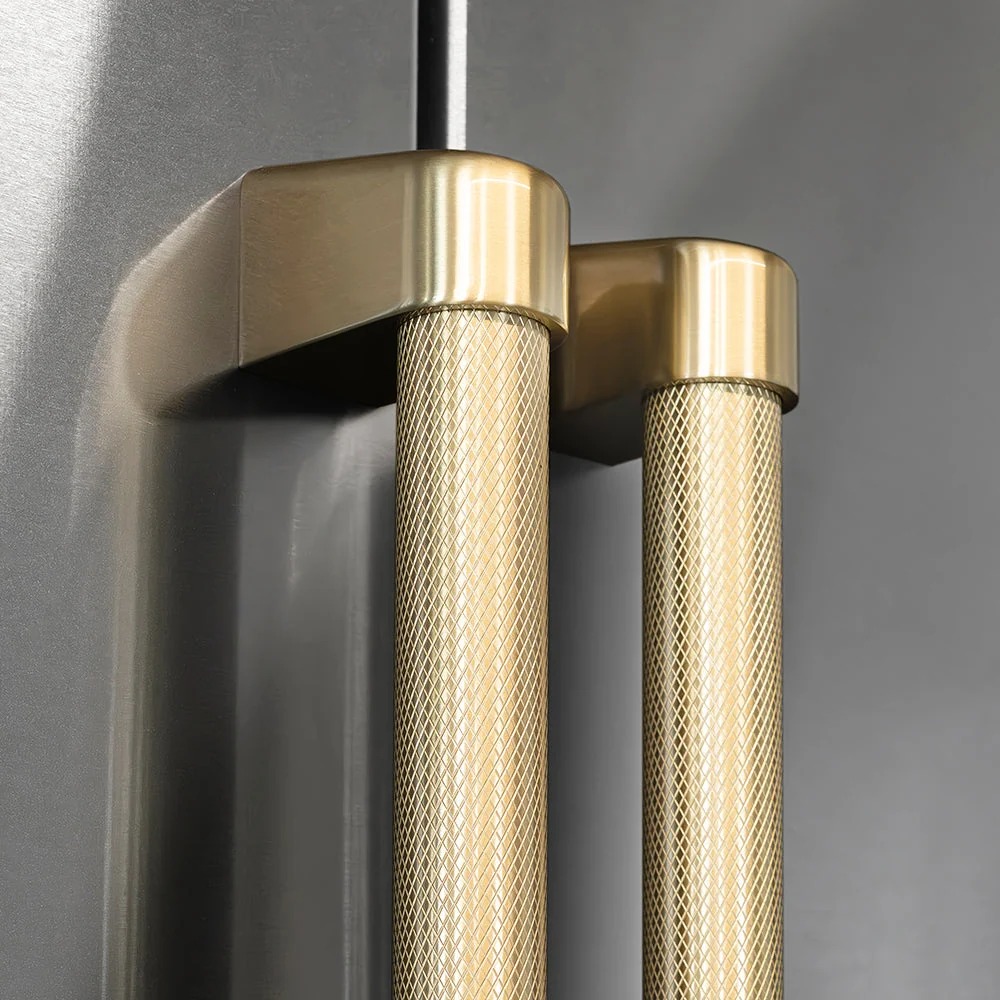 ZLINE Autograph Edition 36 in. Freestanding French Door Refrigerator Helix Handles (Set of 4) in Champagne Bronze (RFMHZ-36-K-CB) - Image 2